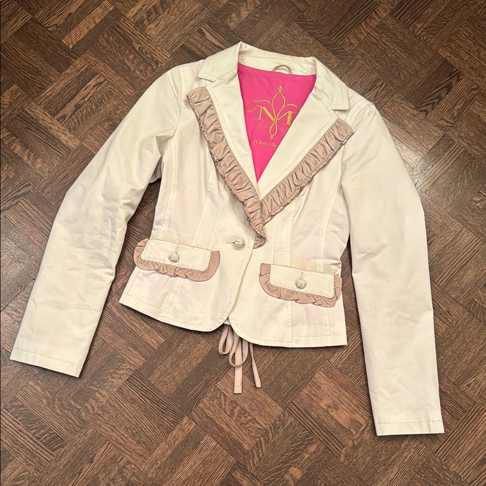 Mackage Women’s Leather Cream Beige Blazer Jacket Size Xs